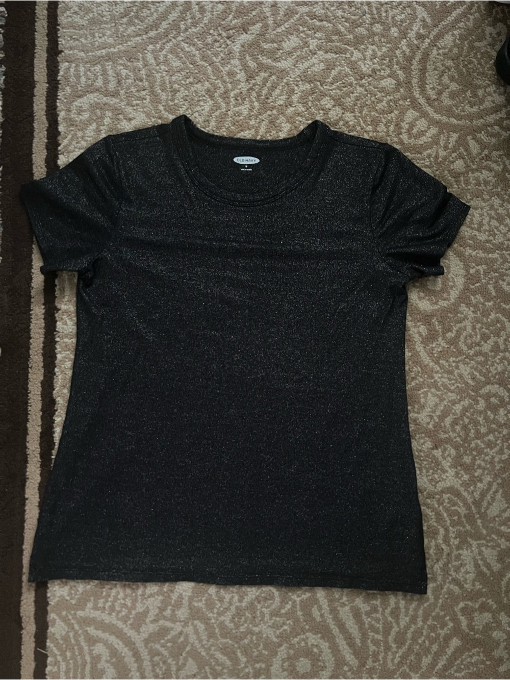 Old Navy Black Sparkle Crewneck Tee
